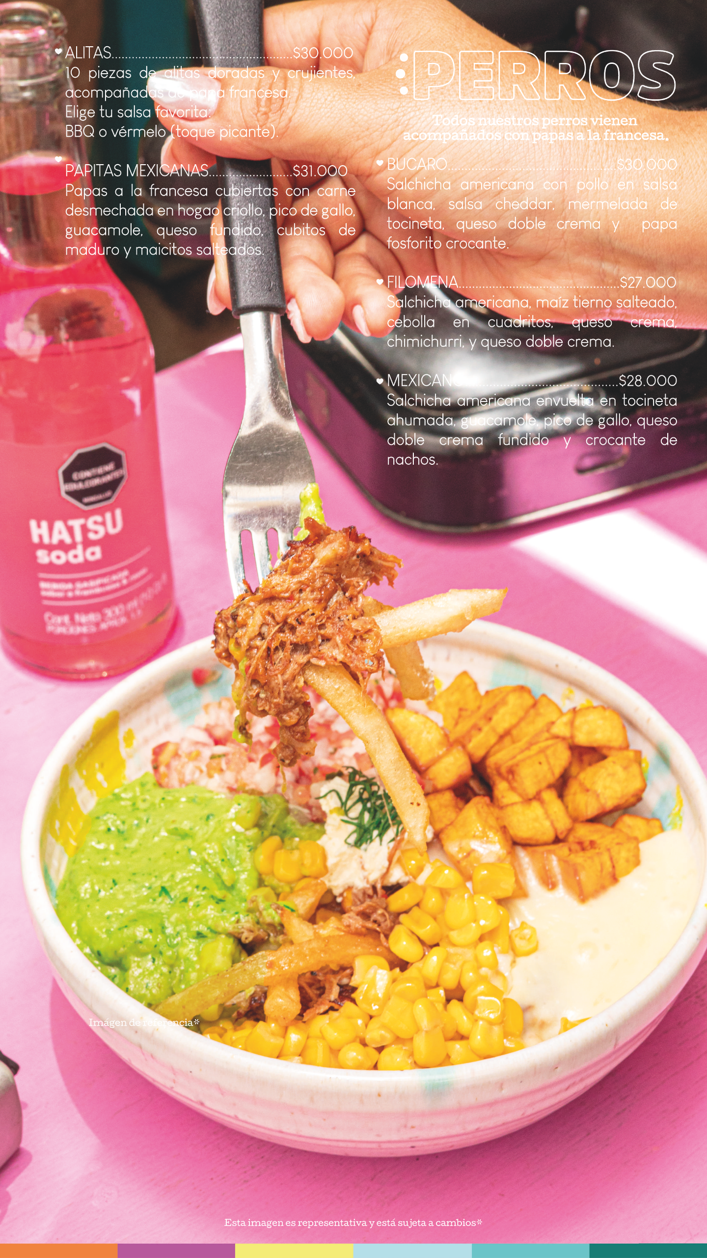 Bowl con aguacate, maíz y carne desmechada junto a una soda