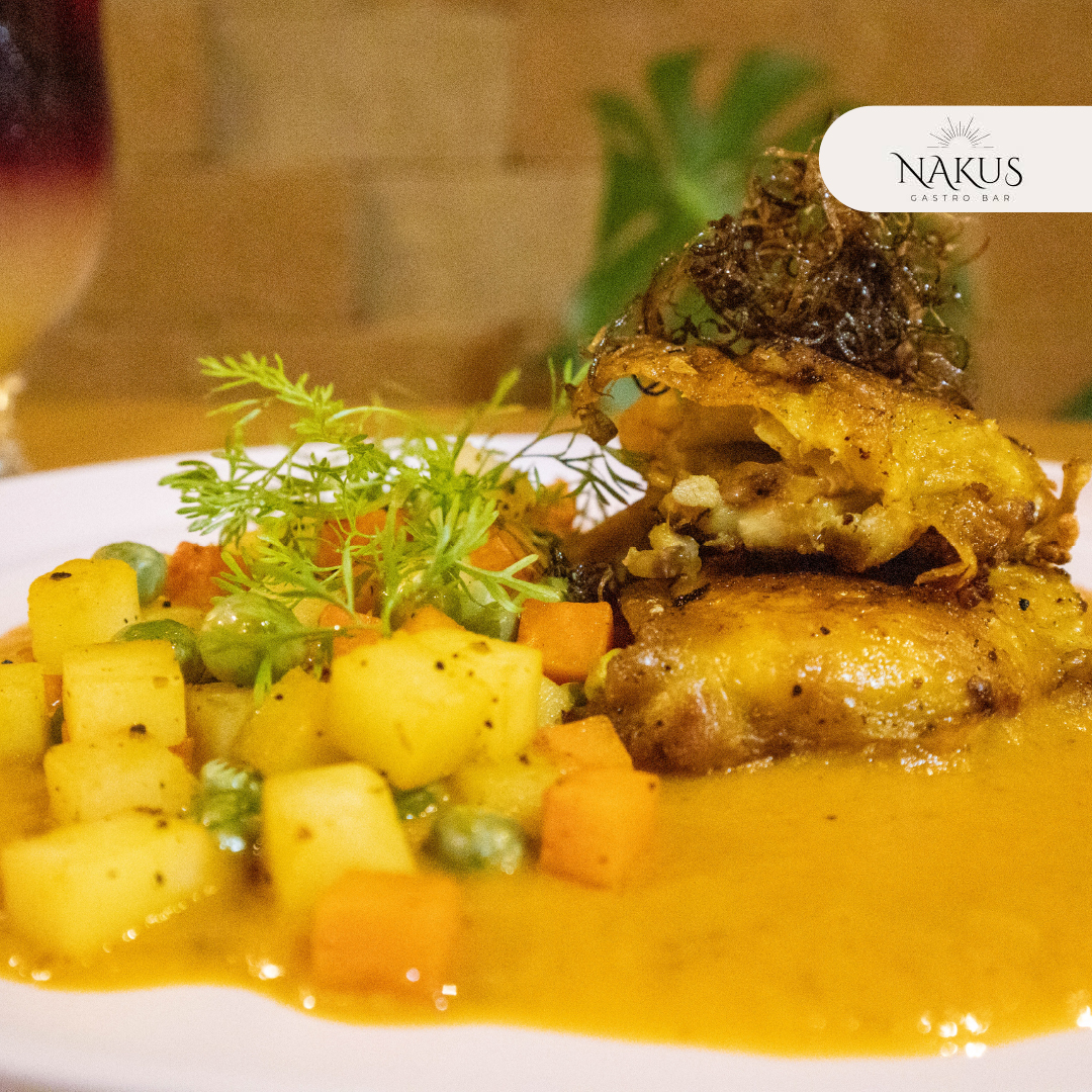Pollo en salsa de ahuyama con verduras